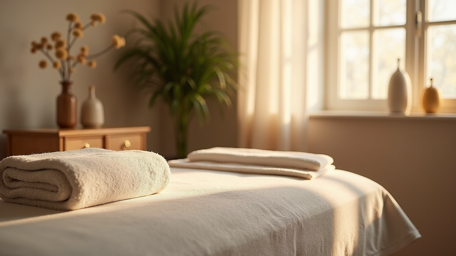 High angle view of a tranquil wellness treatment room