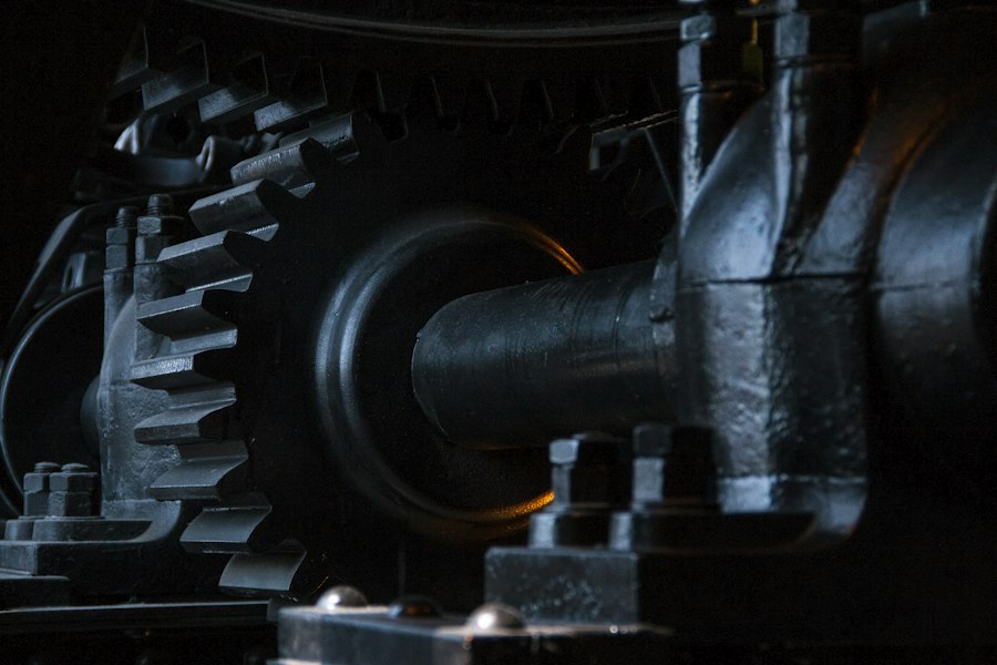 Close-up of heavy industrial gears