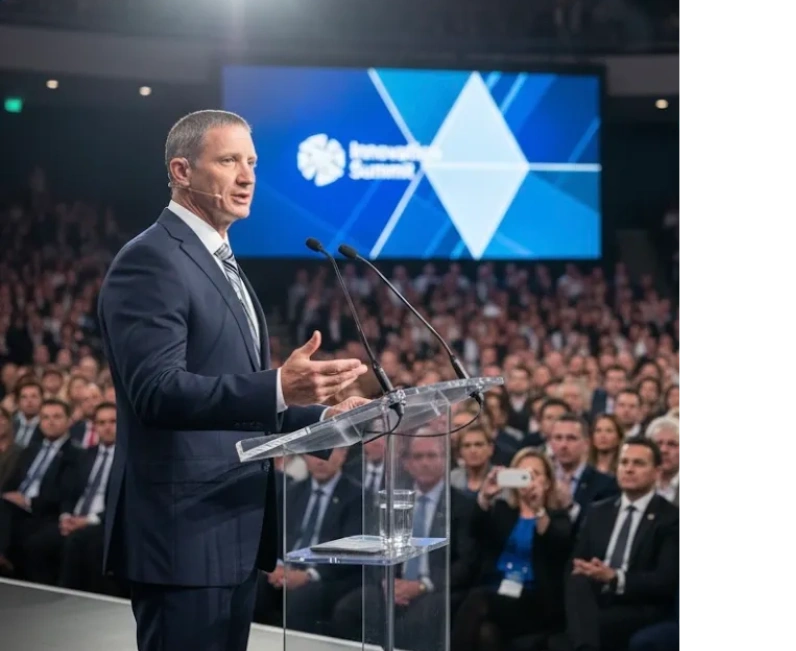 Patrick Kelly speaking at a conference