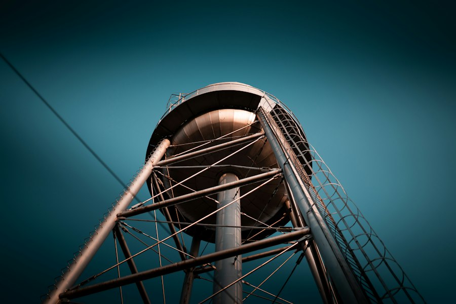 Elevated steel water tower