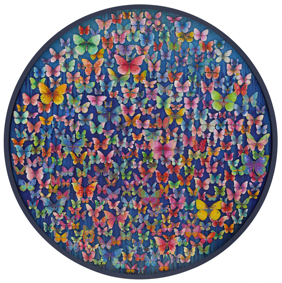 Gulliver's Travels, 2020, Chinese Mineral Pigment on Paper and Silk, Ø 47.2"