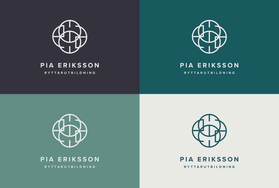 Logotyp placerad på olika tonplattor för Pia Eriksson