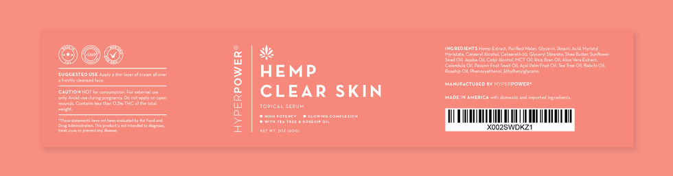 Design av etikett för HyperPowers CBD-produkt Hemp Clear Skin