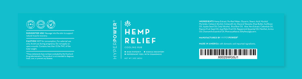 Etikettdesign för HyperPowers CBD-produkt Hemp Relief