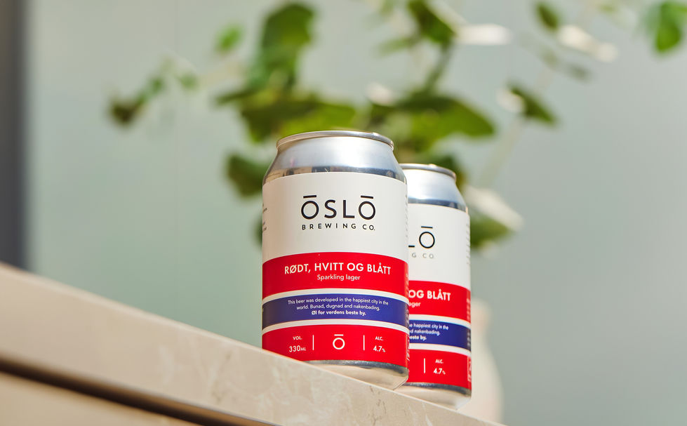 Burkdesign inspirerad av den norska flaggan för Oslo Brewing