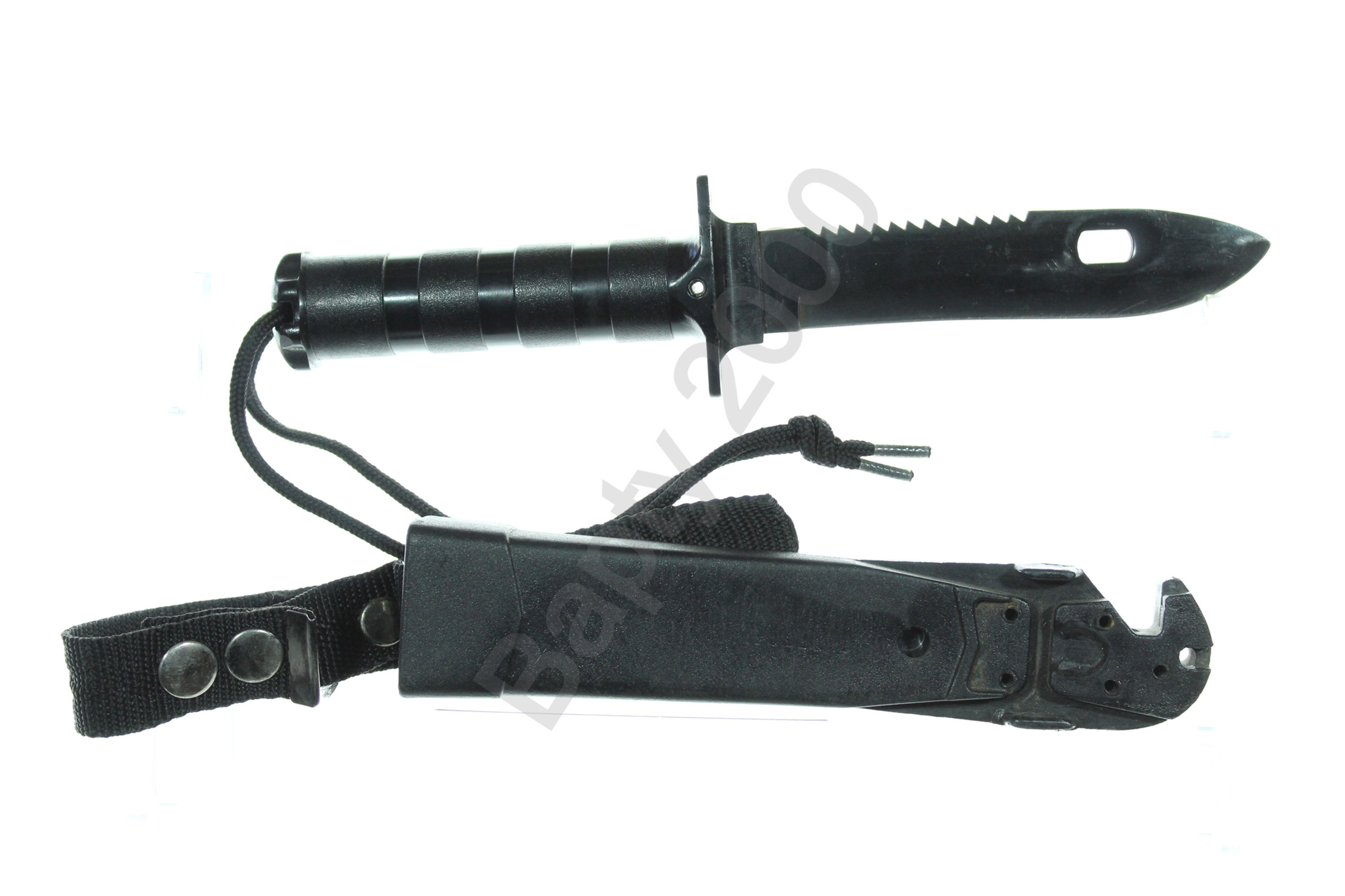 Survival knife with wire cutter sheath (black)