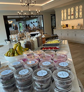 Pitaya & açaà bowls ready to serve at a baby shower