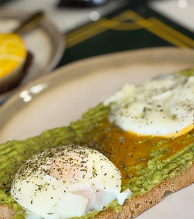 Avocado toast with poached eggs