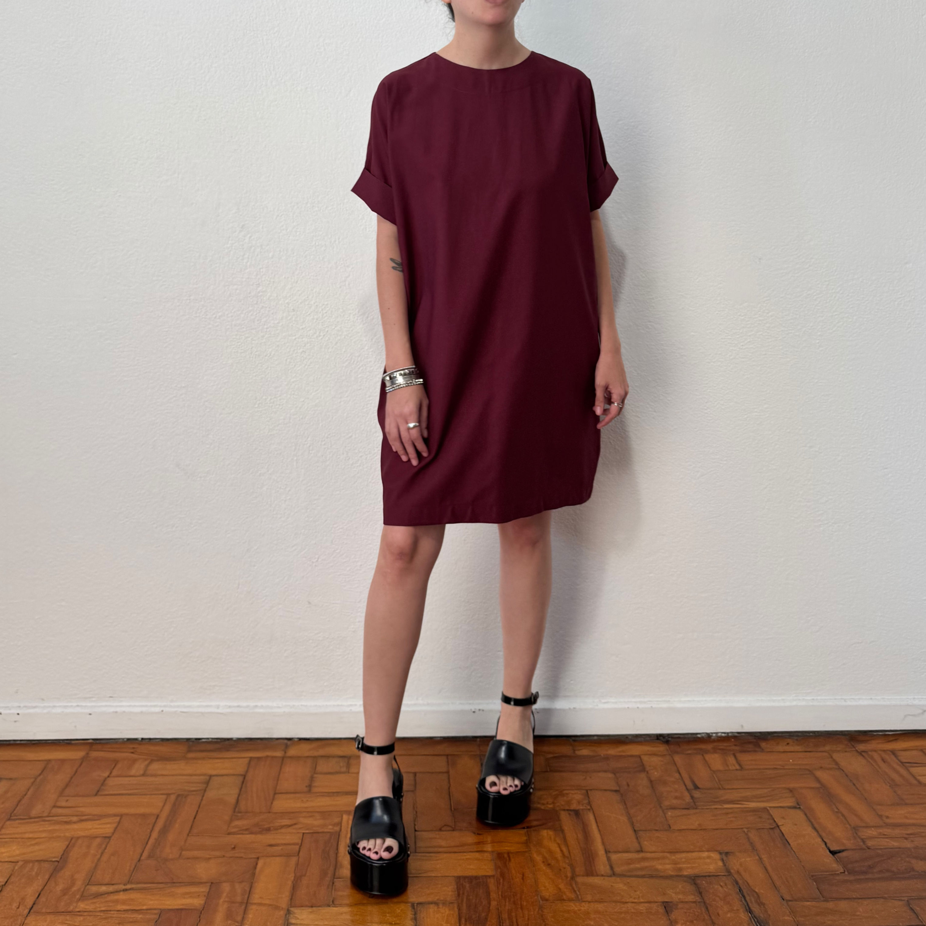 Vestido Quadrado vinho