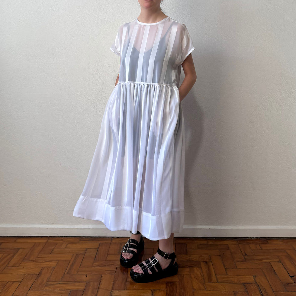Miniatura: Vestido Violetta chiffon listrado