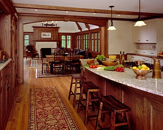 hamlingoldreyerarch | Manor House Interiors View from Kitchen to Family Room