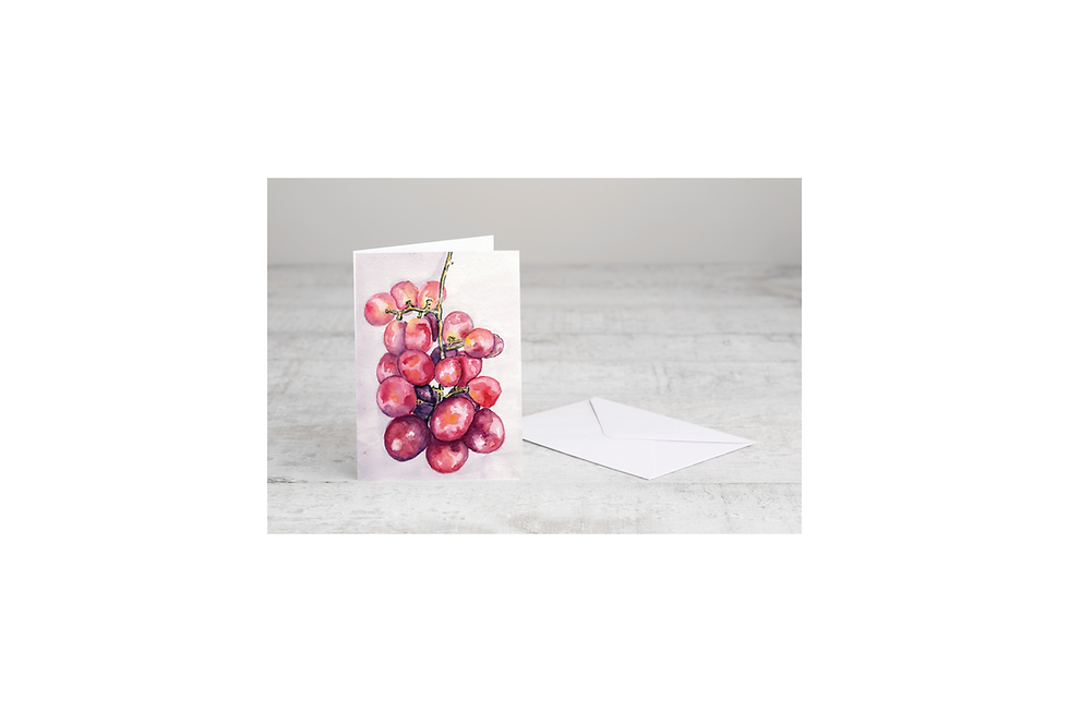 Μικρογραφία: 5x7 watercolor greeting card showing grapes