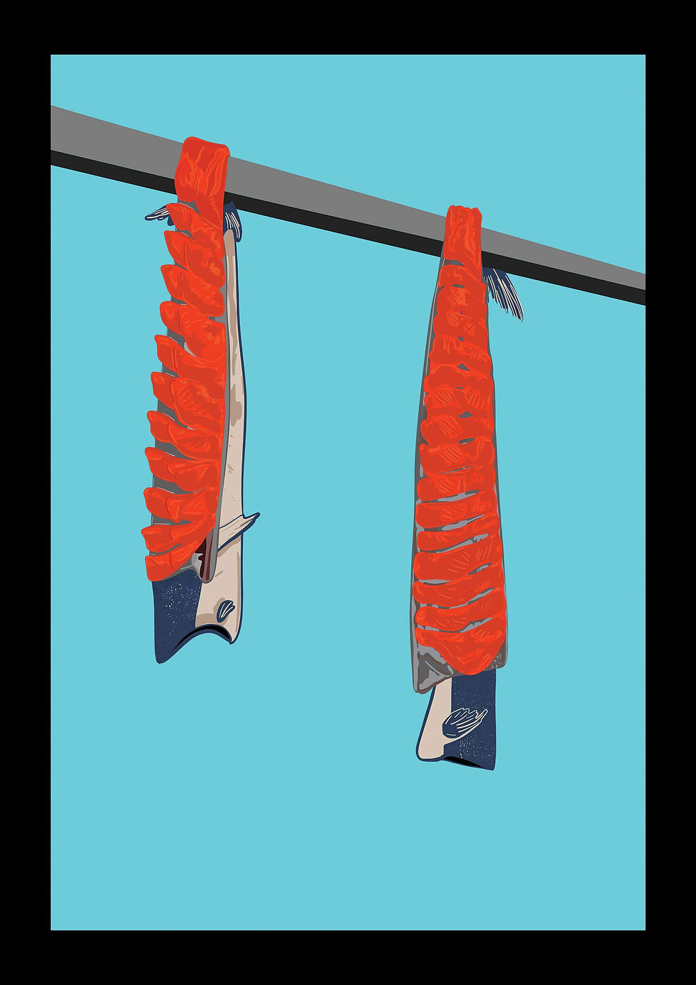 Salmon hanging to be dried