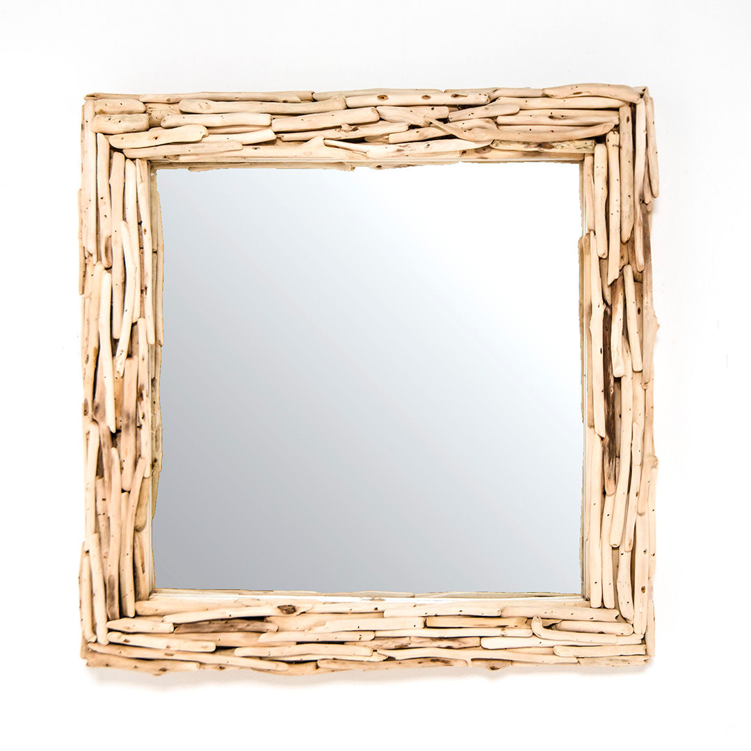 PANTAI - Square mirror - Drift wood frame.