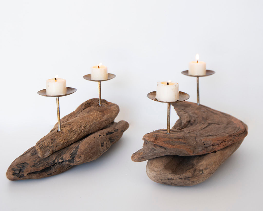 TUMPUK D - Set of 2 candle holders - Drift wood