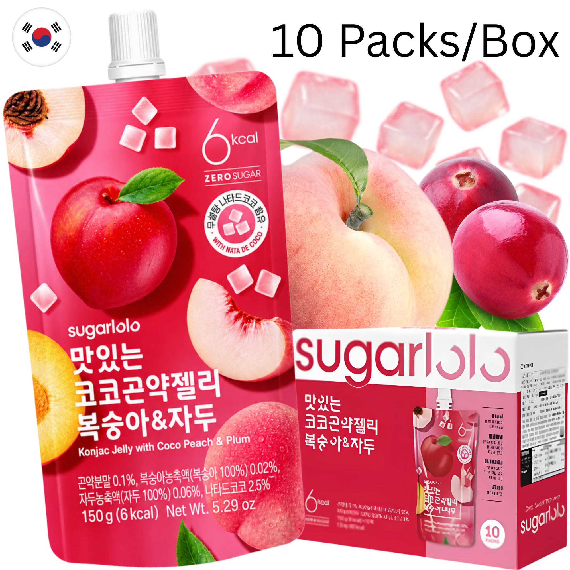 Sugarlolo Konjac Jelly Coco Peach & Plum - (10 Pcs)