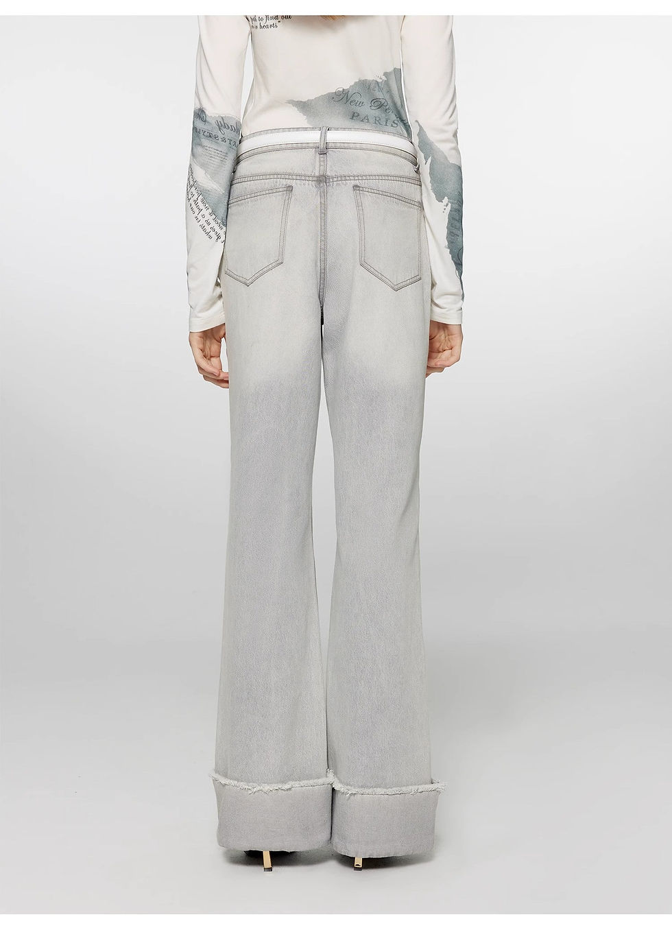 Miniaturbild: "Blues Time" Retro Washed Distressed Straight Flared Cuffed Jeans for Women