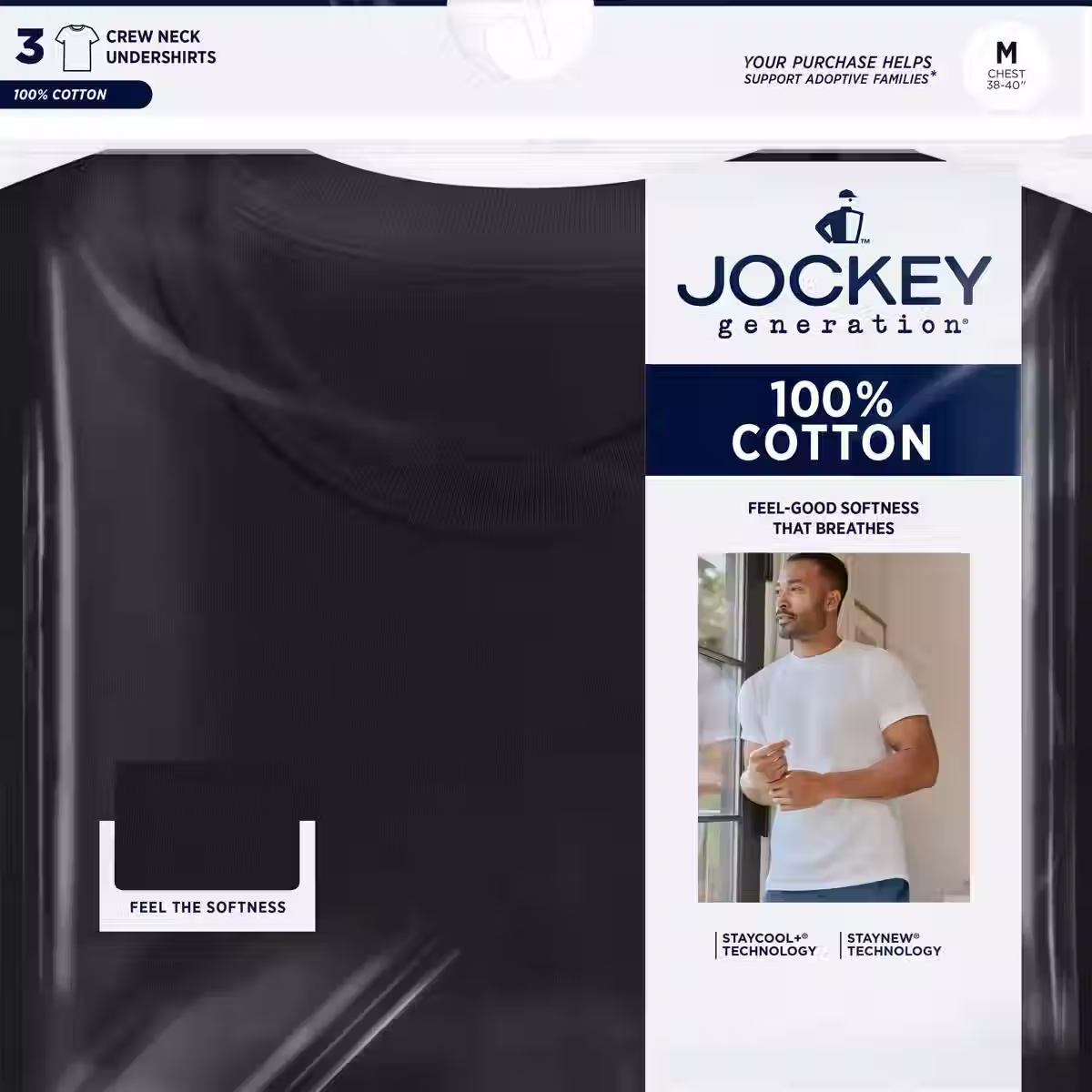 Jockey Generation™ Men's 100% Cotton Crew Neck 3pk Undershirt