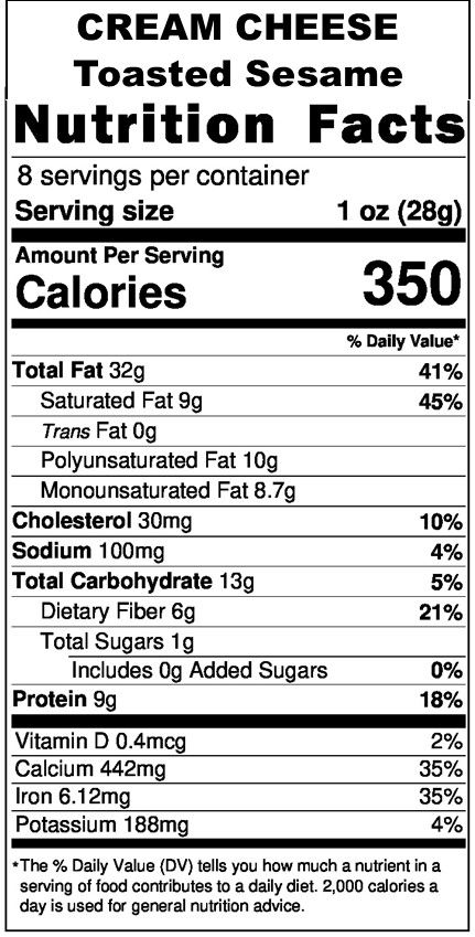 Thumbnail: Toasted Sesame Cream Cheese Nutrition Facts