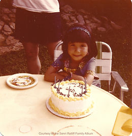 Circa 1978 girl with birthday cake