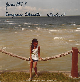 Circa 1979 girl at Corpus Christi beach, Texas