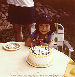 Circa 1978 girl with birthday cake