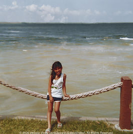 Circa 1979 girl at Corpus Christi beach, Texas