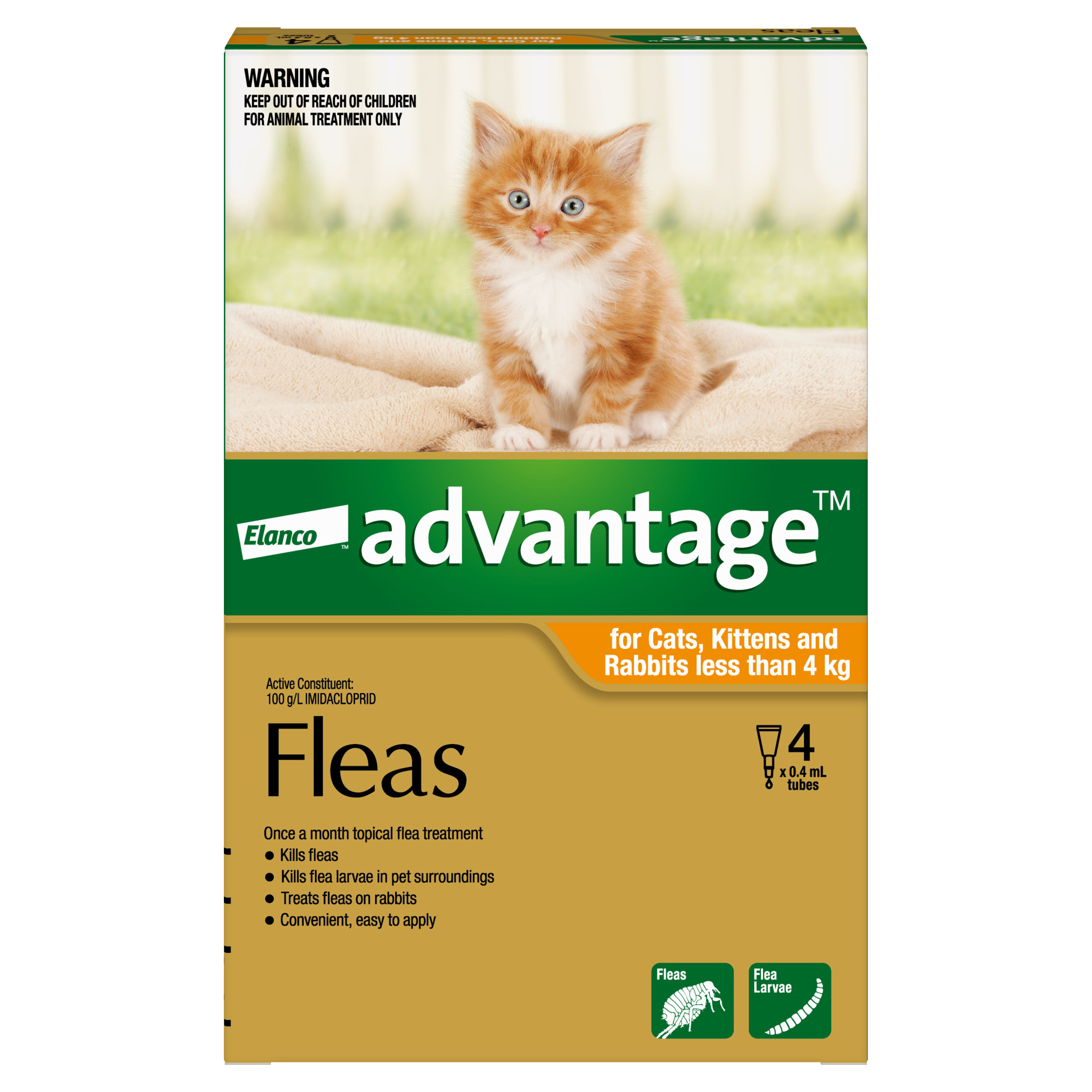Advantage for small cats, kittens and rabbits (less than 4 kg) 4 pack