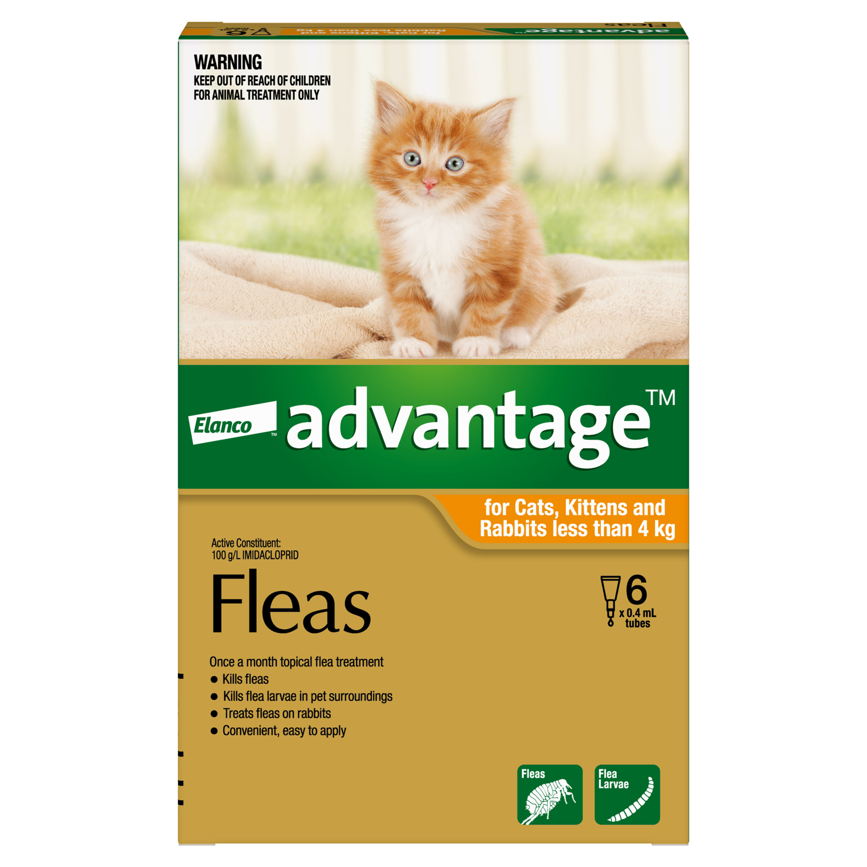 Advantage for small cats, kittens and rabbits (less than 4 kg) 6 pack