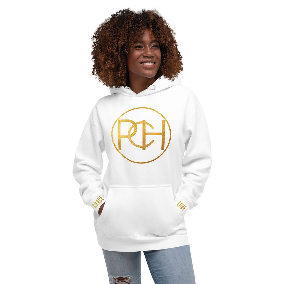 Thumbnail: GOLD FOIL ON WHITE HOODIE