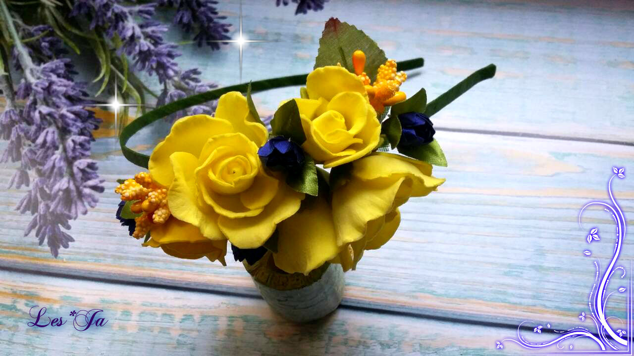 Обруч "Жовто-синій букет"