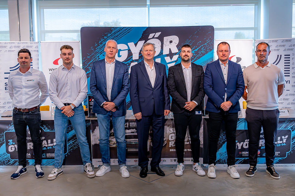 A sajtótájékoztató résztvevői: Németh Gergely, Faltusz Dávid, Őry Tamás, dr. Friedler Ferenc, Lőrincz Gergő, Szujó Zoltán és Rongits Attila. (Fotó: Adorján András)