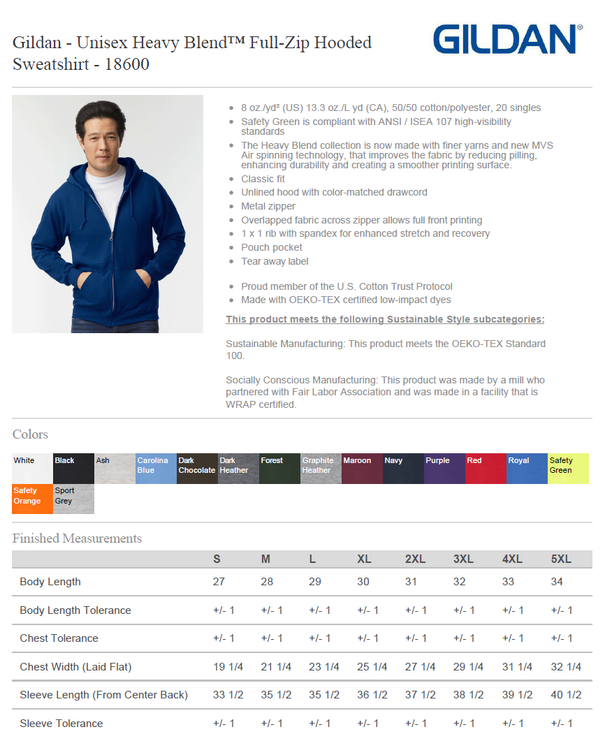 Thumbnail: Gildan Unisex Heavy Blend™ Full-Zip Hooded Sweatshirt - 18600