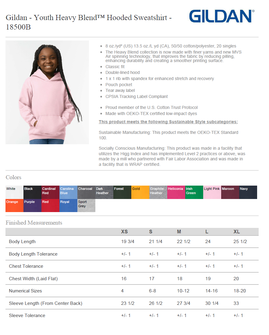 Thumbnail: Gildan Youth Heavy Blend™ Hooded Sweatshirt - 18500B