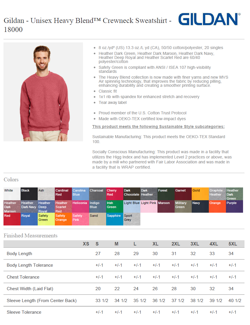 Thumbnail: Gildan Unisex Heavy Blend™ Crewneck Sweatshirt - 18000