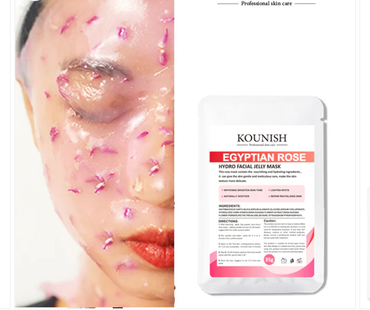 Woman with facial jelly mask, Kounish Egyptian Rose Hydro Facial Jelly Mask