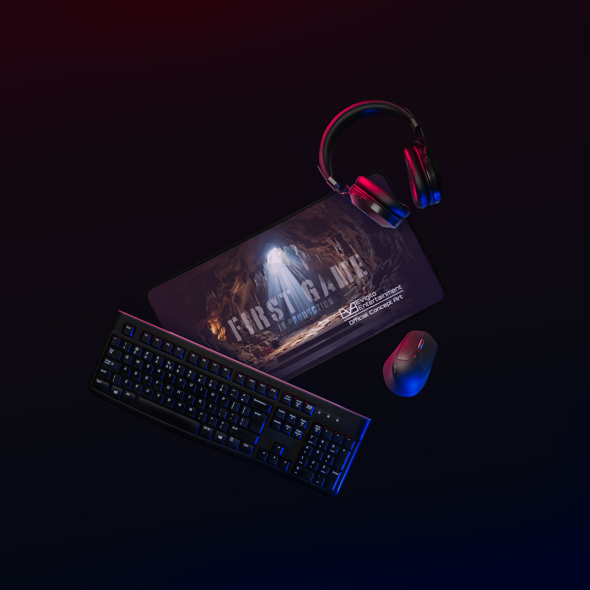 Evigilo Entertainment "First Game" 'Cave' Desk Mat For Gamers-Concept Art