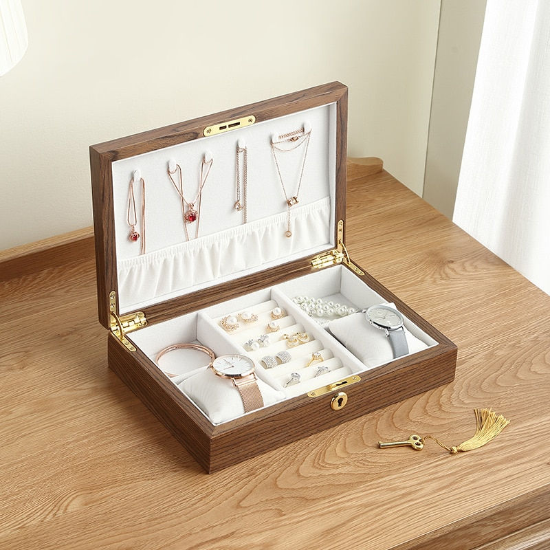 Wooden Flip Jewelry Organizer Box