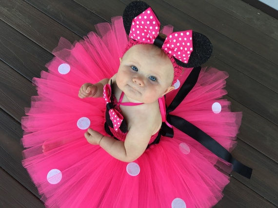 Thumbnail: Mickey Minnie Crochet Tulle Tutus with Dots Bow and Headband