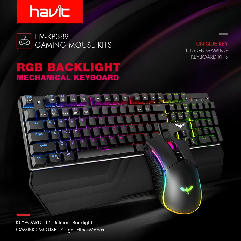 Thumbnail: Gaming Mechanical Keyboard 104 Keys RGB Backlight Blue / Red Switch