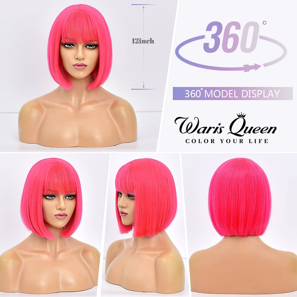 Thumbnail: Short Bob Wig With Bangs Synthetic Wigs