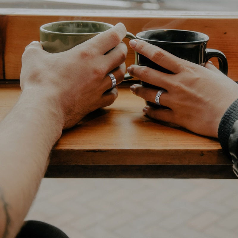 Thumbnail: Vnox CZ Wedding Band Engagement Rings - Stainless Steel - Lovers Personalized 