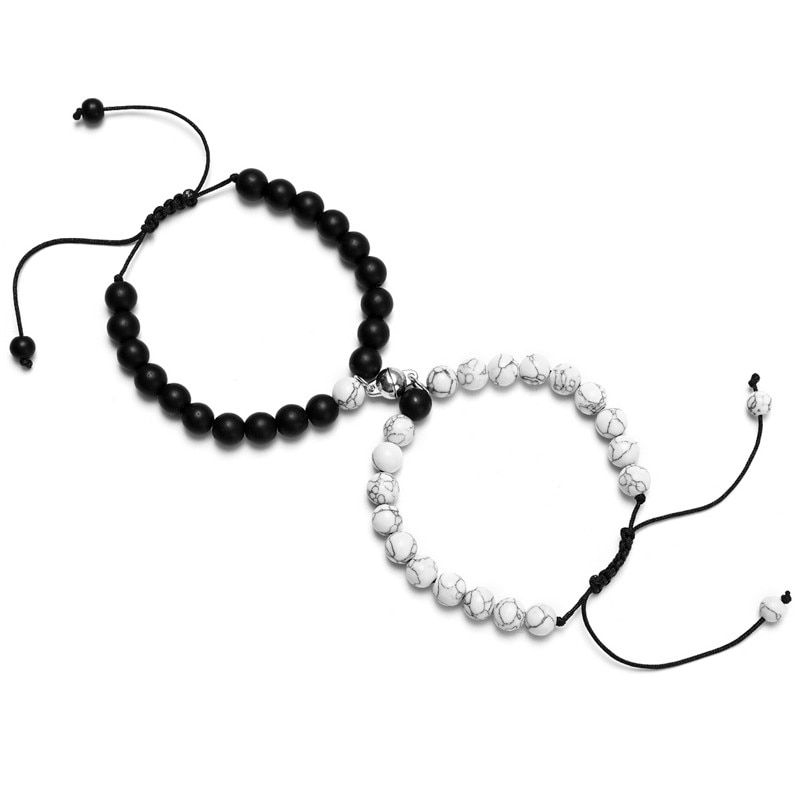 Thumbnail: 2Pcs/Set Couples Distance Bracelet Classic Natural Stone
