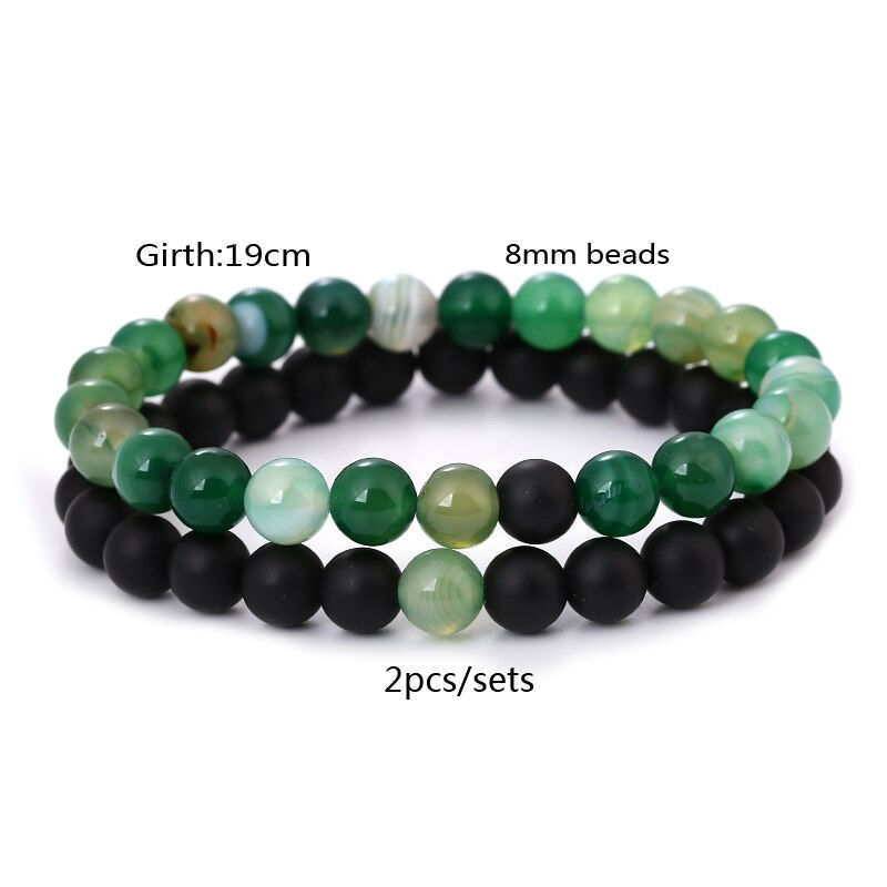 Thumbnail: Hot 2pcs/set 7 Style Couples Distance Bracelet Natural Stone 