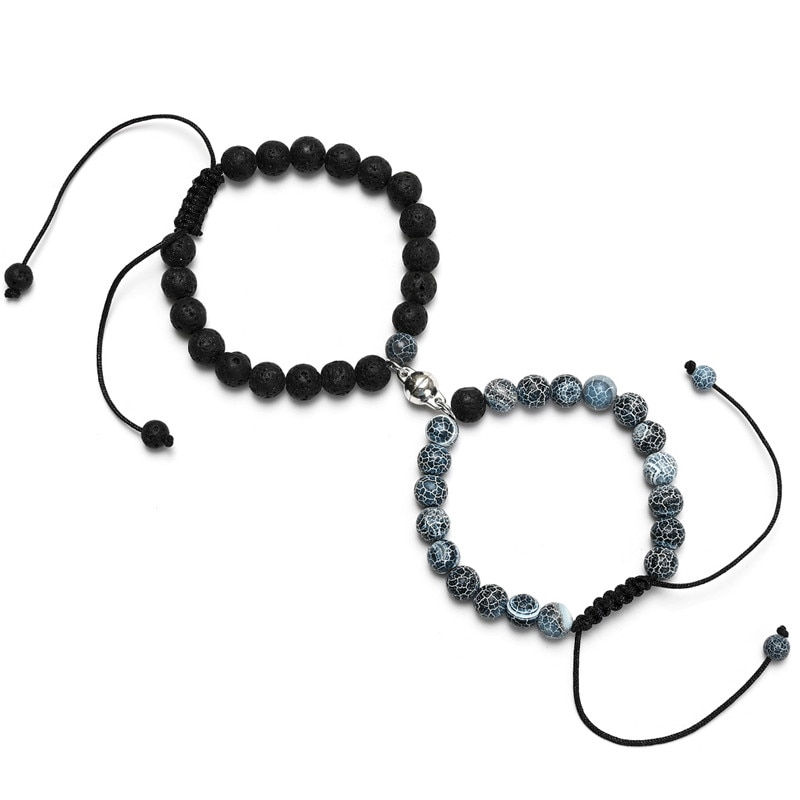 Thumbnail: 2Pcs/Set Couples Distance Bracelet Classic Natural Stone