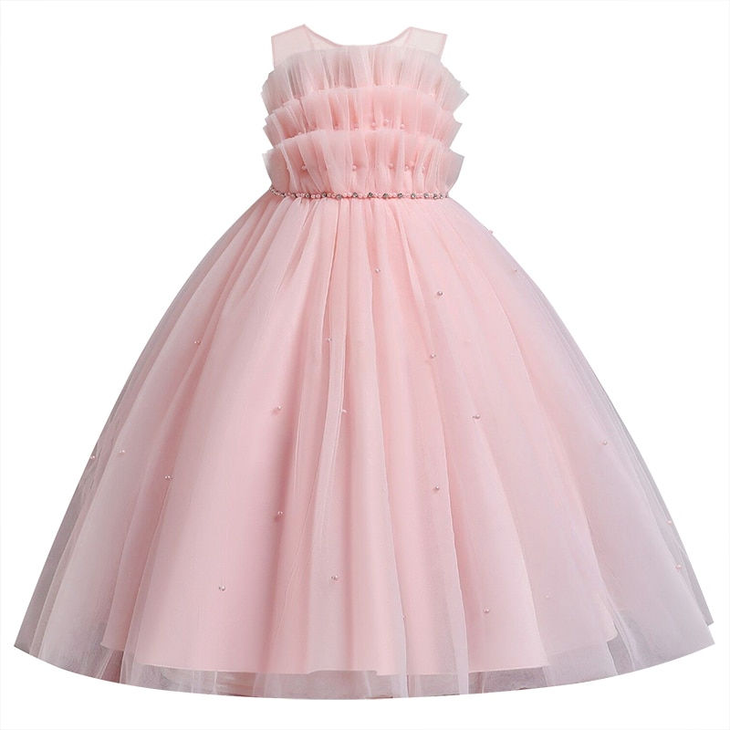 Thumbnail: Lace Bead Appliques Party Tulle Princess Birthday Dress