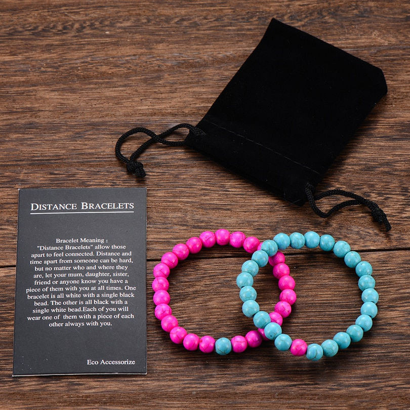 Thumbnail: 2Pcs/Set Couples Distance Bracelet Classic Natural Stone