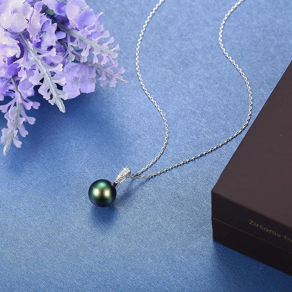 Thumbnail: Necklace Made with Swarovski Pearl Pendant 925 Sterling Silver Cubic Zirconia fo