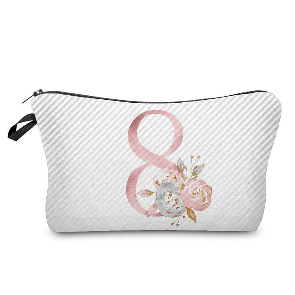 Thumbnail: Flowers Alphabet Printed Cosmetic Bags