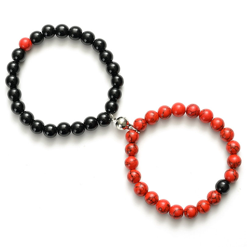 Thumbnail: 2Pcs/Set Couples Distance Bracelet Classic Natural Stone